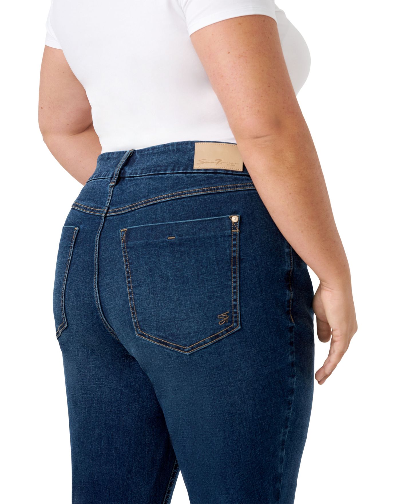 Женские джинсы Seven7 Plus Size Tummyless High Rise Bootcut, цвет: Hilo — фото 5