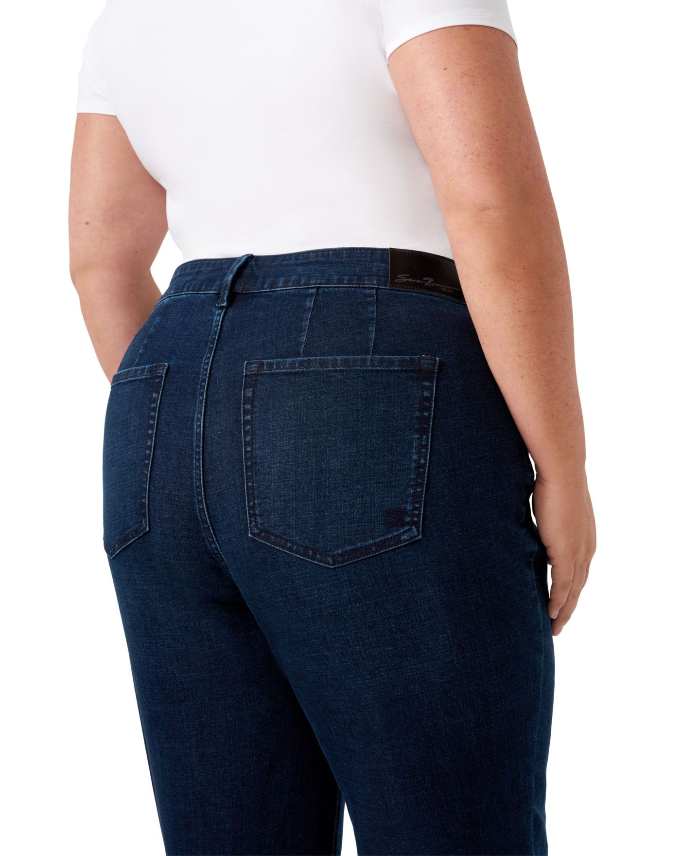 Женские джинсы Seven7 Plus Size Pintuck Wide Leg, цвет: Тёмная варка — фото 3