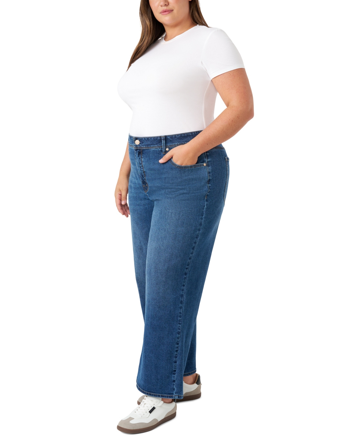Seven7 Plus Size Loose Sneaker Jeans In Blue
