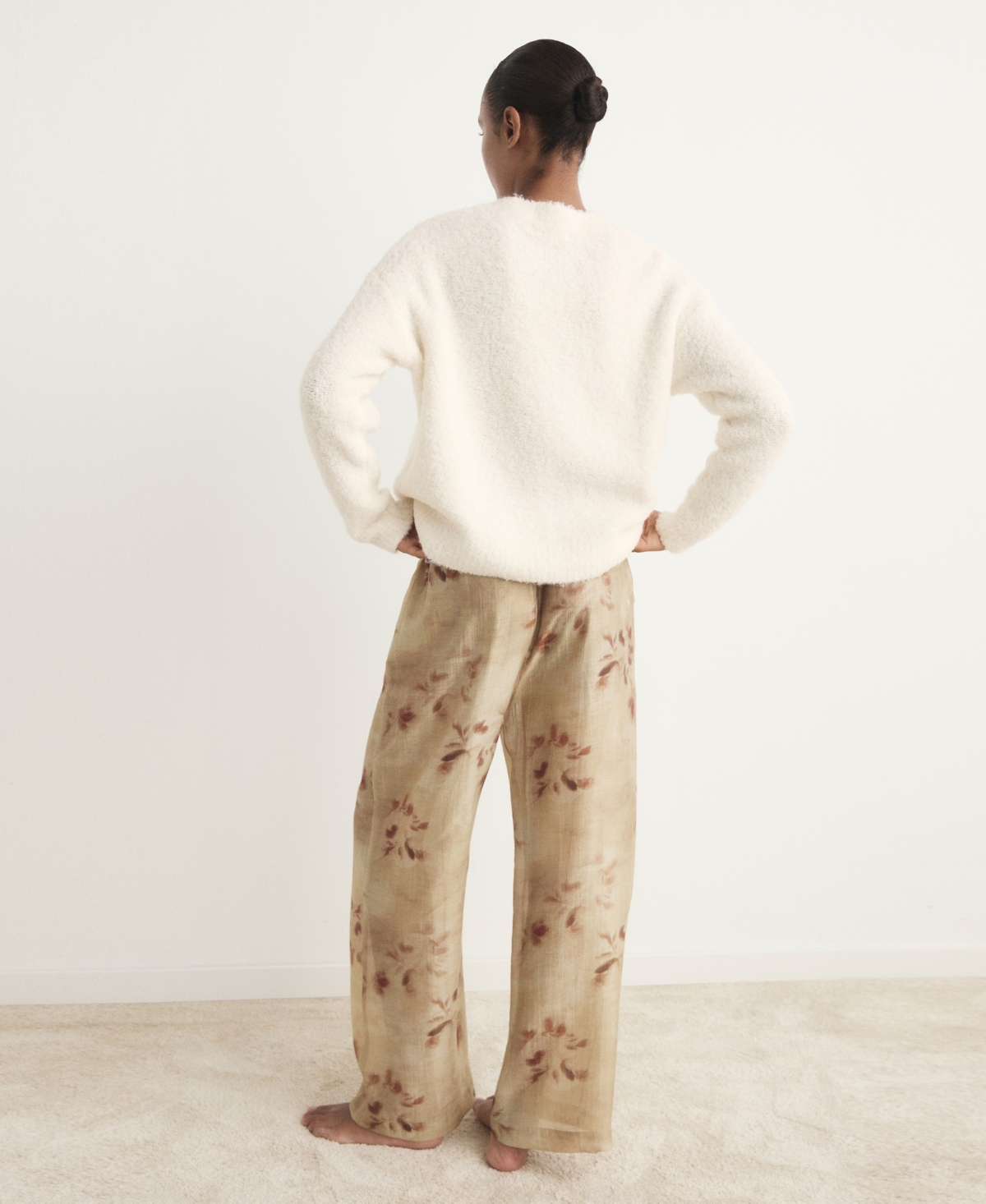 Mango Women's Boucle-effect Pajama Sweater In White