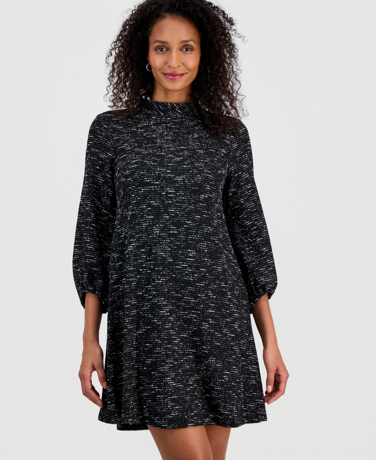 Robbie Bee Women's Tie-Back Mock Neck 3/4-Sleeve Dress