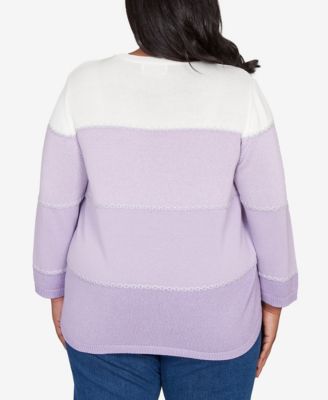 Plus Size Hilton Head Ombre Stripe Sweater with Necklace