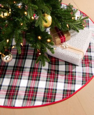 Christmas Classic Holiday Plaid Cotton Tree Round Skirt, 48"