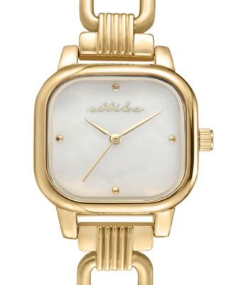 Classic Square Gold Plated Bracelet Watch, 70-110mm