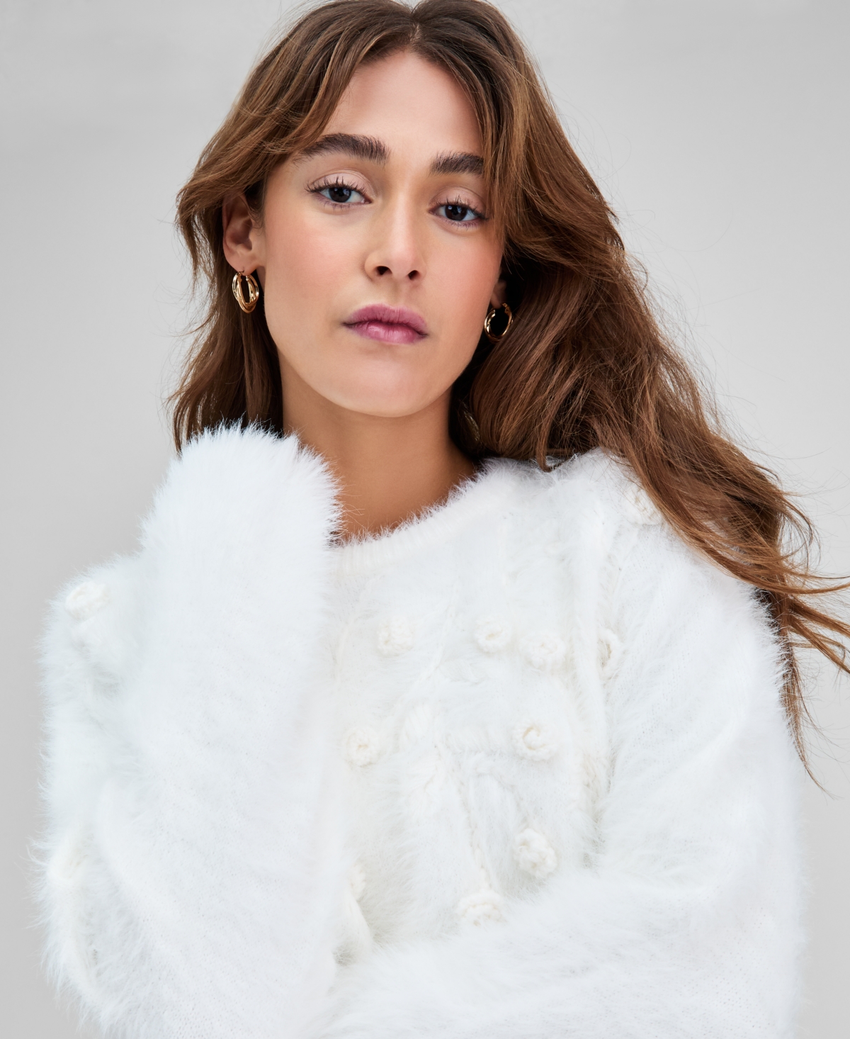 And Now This Petite Eyelash Applique Long-Sleeves Sweater, Macy's Exclusive