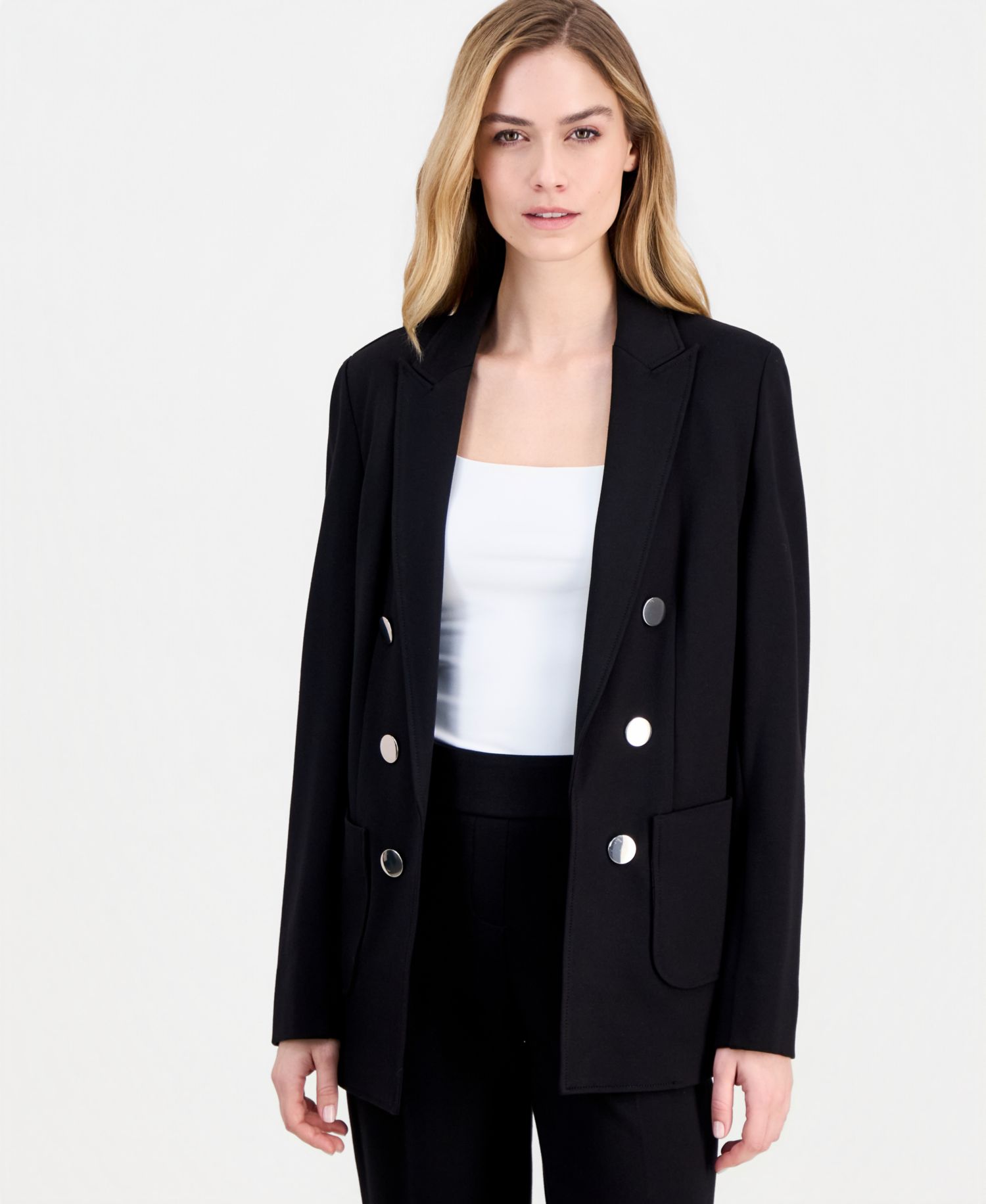 Women's Compression Faux Double-Breasted Blazer