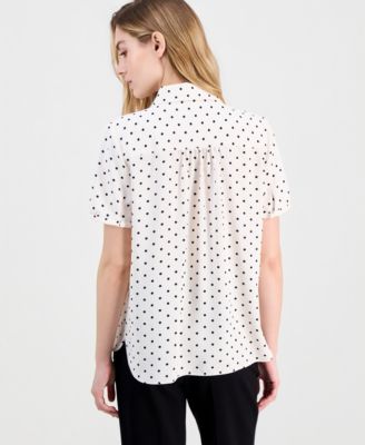 Women's Cap-Sleeve Button-Up Blouse