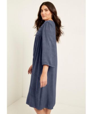 Women's June + Vie Acid Wash Peasant Dress