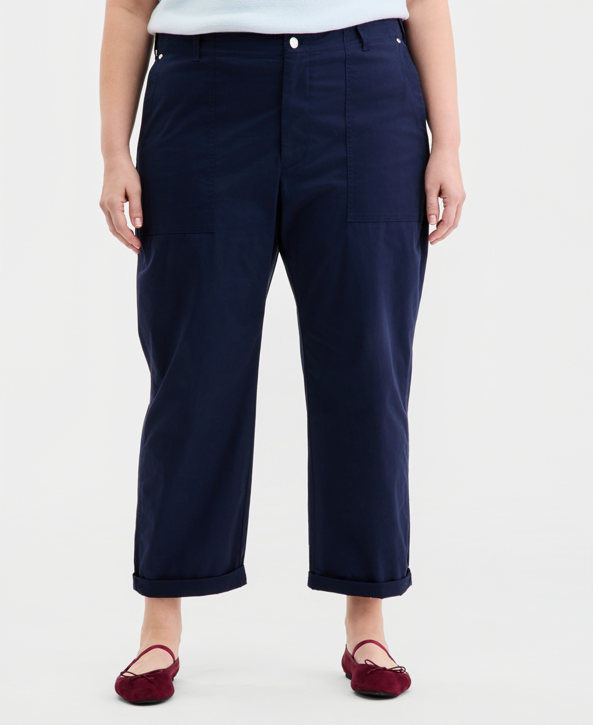 On 34th Trendy Plus Utility Pocket Ankle Pants, Macy's Exclusive