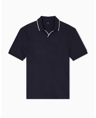 Men's Johnny Collar Pique with Collar Tipping Polo Shirt