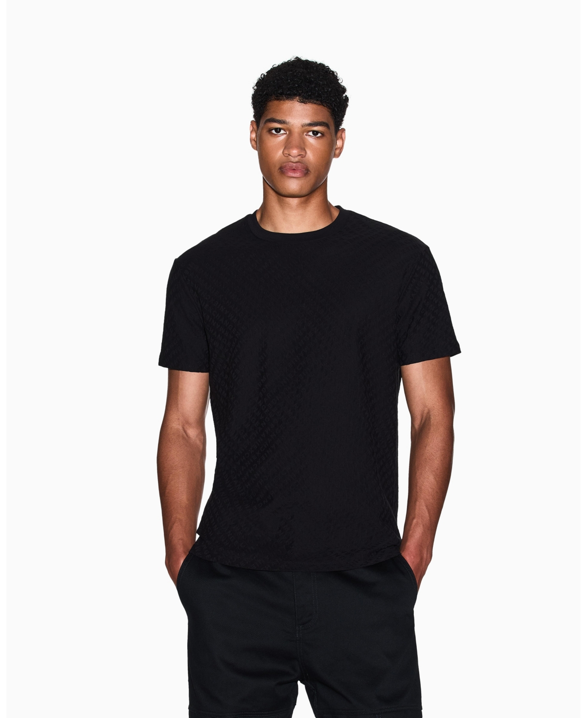 A|X Armani Exchange Men's Mercerized Jacquard Allover Logo T-Shirt