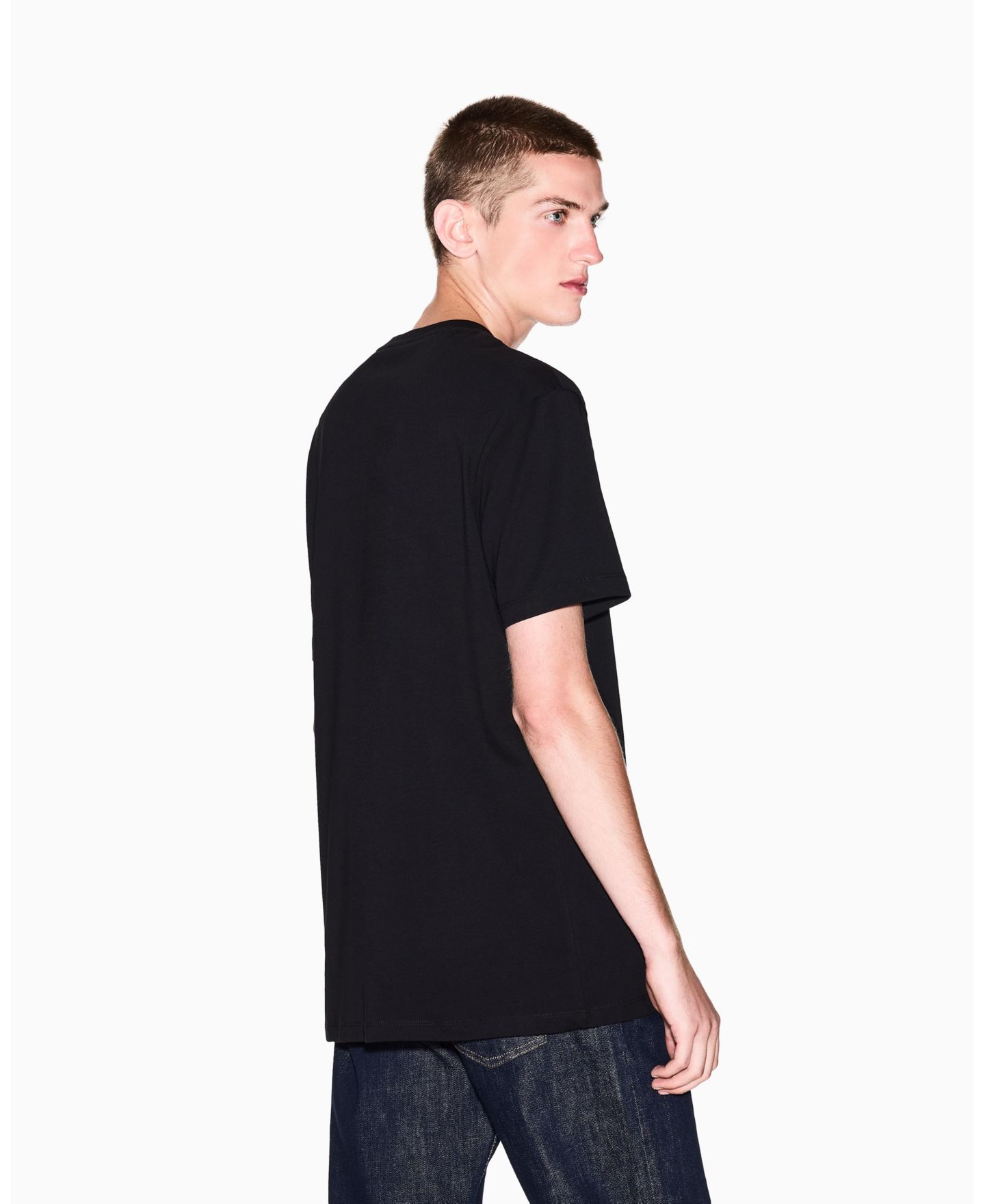 Мужская футболка A|X Armani Exchange Tonal Grid Box Graphic, цвет: Чёрный — фото 2