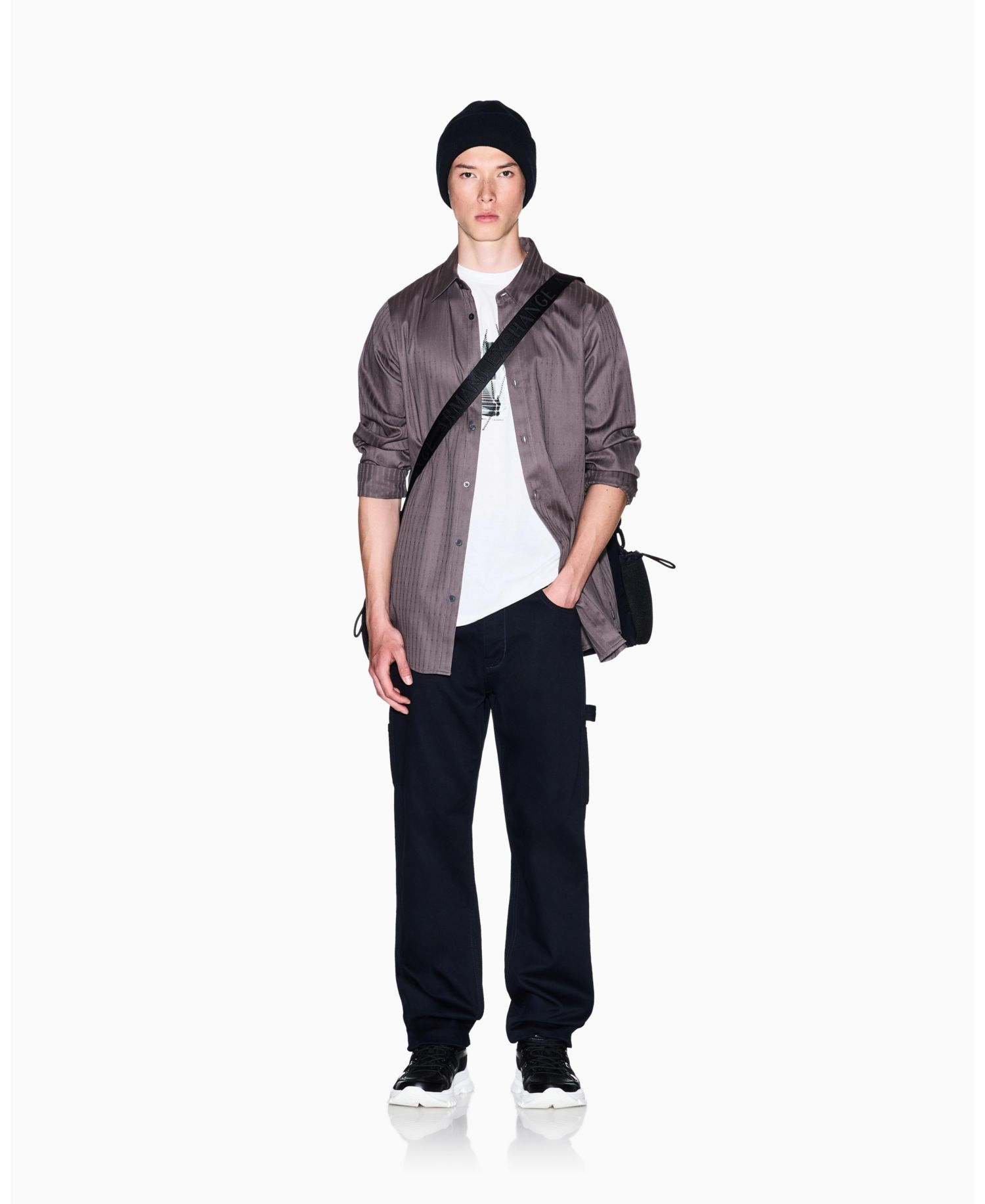 Men's Cotton Jacquard Wording Graphic Shirt