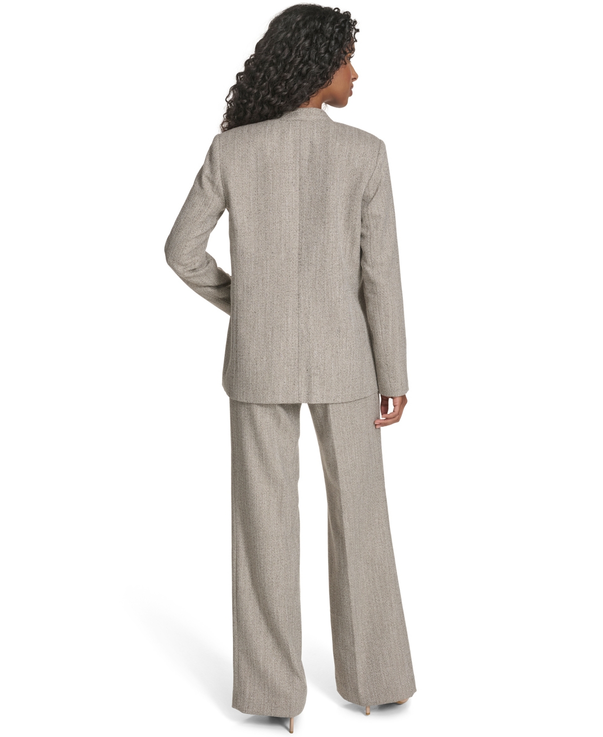 Calvin Klein Petite Novelty One Button Jacket In Gray