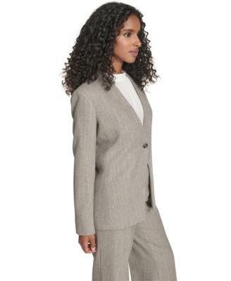 Women's Novelty One Button Collarless Jacket