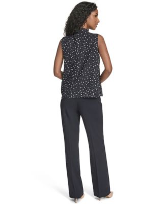 Women's Textured Tie Neck Top