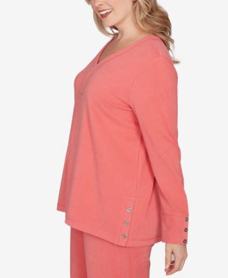 Plus Size Luxe Rib V-Neck Button Accent Knit Top
