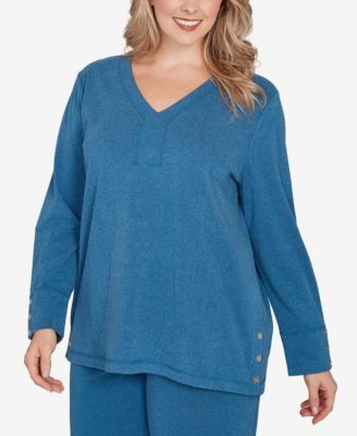 Plus Size Luxe Rib V-Neck Button Accent Knit Top