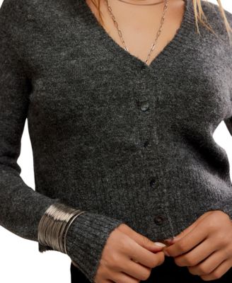 Women's V-Neck Cropped Cardigan Sweater