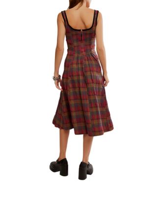 Women's Freya Plaid Scoop Neck Midi Dress