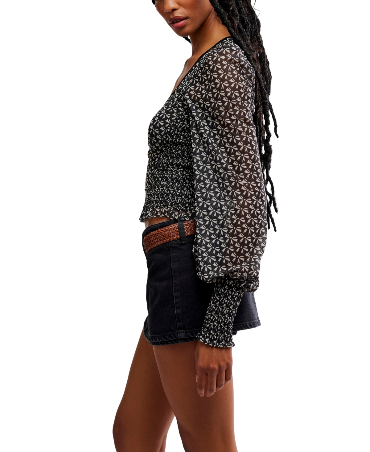 Free People Women's Dottie Bow Printed Top