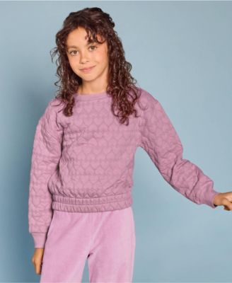 Girls Knit Quilted Crew Neck Sweatshirt