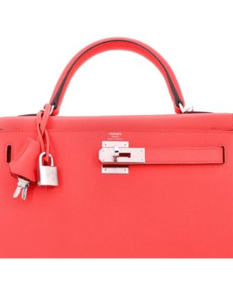 Kelly 28 Handbag Pink Epsom with Palladium Hardware