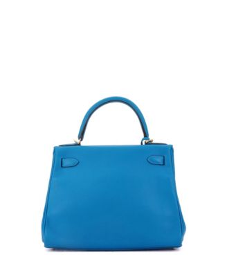 Kelly 28 Handbag Blue Evercolor with Gold Hardware
