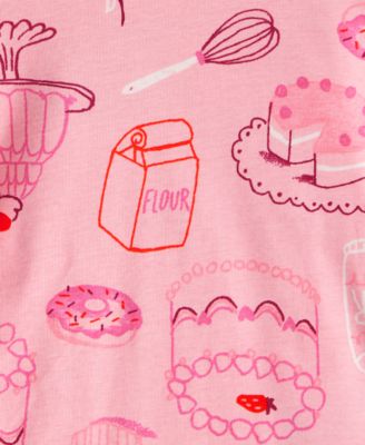Girls' Toddler 2T-5T Desserts Snug Fit Long-Sleeve Top and Pants, 4-Piece Pajama Set