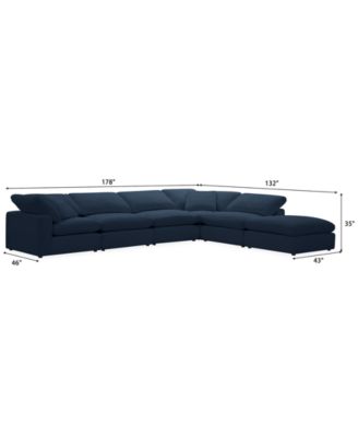 Fog 6-Pc. Fabric L-Sectional Ottoman End Sofa Set