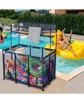 Mesh Pool Storage Bin Cart Rolling Toys Bin Storage 214 Gallon Organizer Extra Large 6 Wheels with Black Cover Replacement