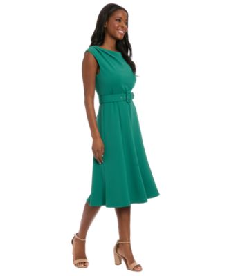 Women's Boat Neck Fit and Flare Dress