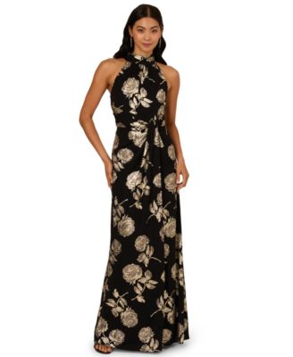 Adrianna Papell - Women's Floral Print Halter Neck Dress