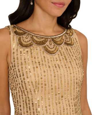 Women's Boat Neck Beaded Fringe Detail Mini Dress