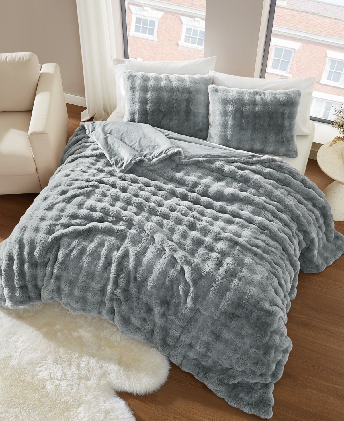 Brooklyn Loom Bubble Faux Fur 3-Pc. Comforter Set, King
