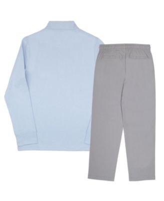 Boys 2 Piece Quarter Zip Long Sleeve Sweater and Pants Back to School Set