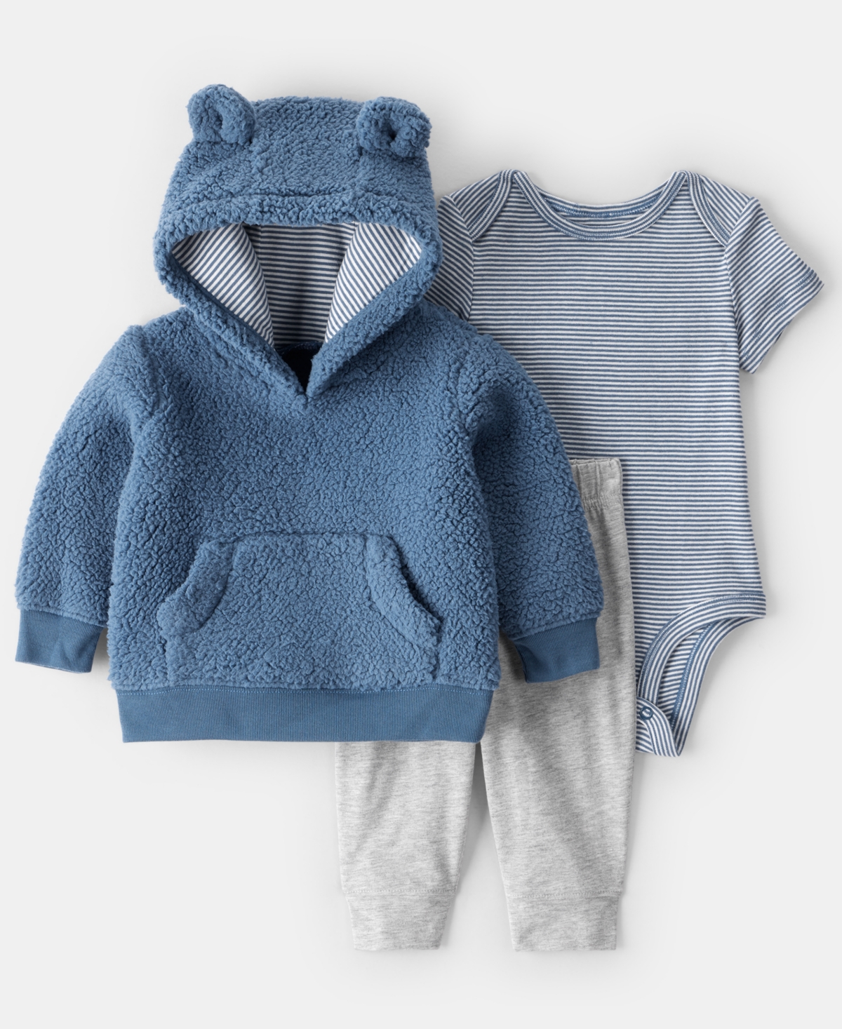 Carter's Baby Boys 3-piece Bear Long-sleeve Hoodie, Bodysuit And Joggers Set In Multi