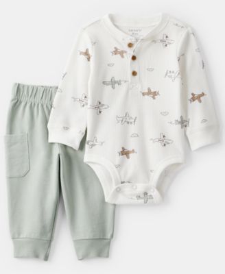 Carter's - Baby Boys 2-Piece Airplane Print Bodysuit and Joggers Set