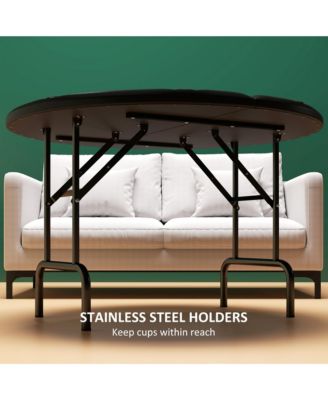 Poker Table Foldable 47" Round Card Table for 8 Players,