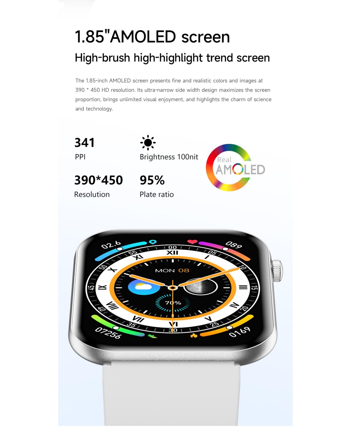 Ruxing Smart Ultra-thin 1.85" Hd Watches Outdoor sports multifunctional With Bluetooth Call, Health Monitoring, IP67 for Women Men