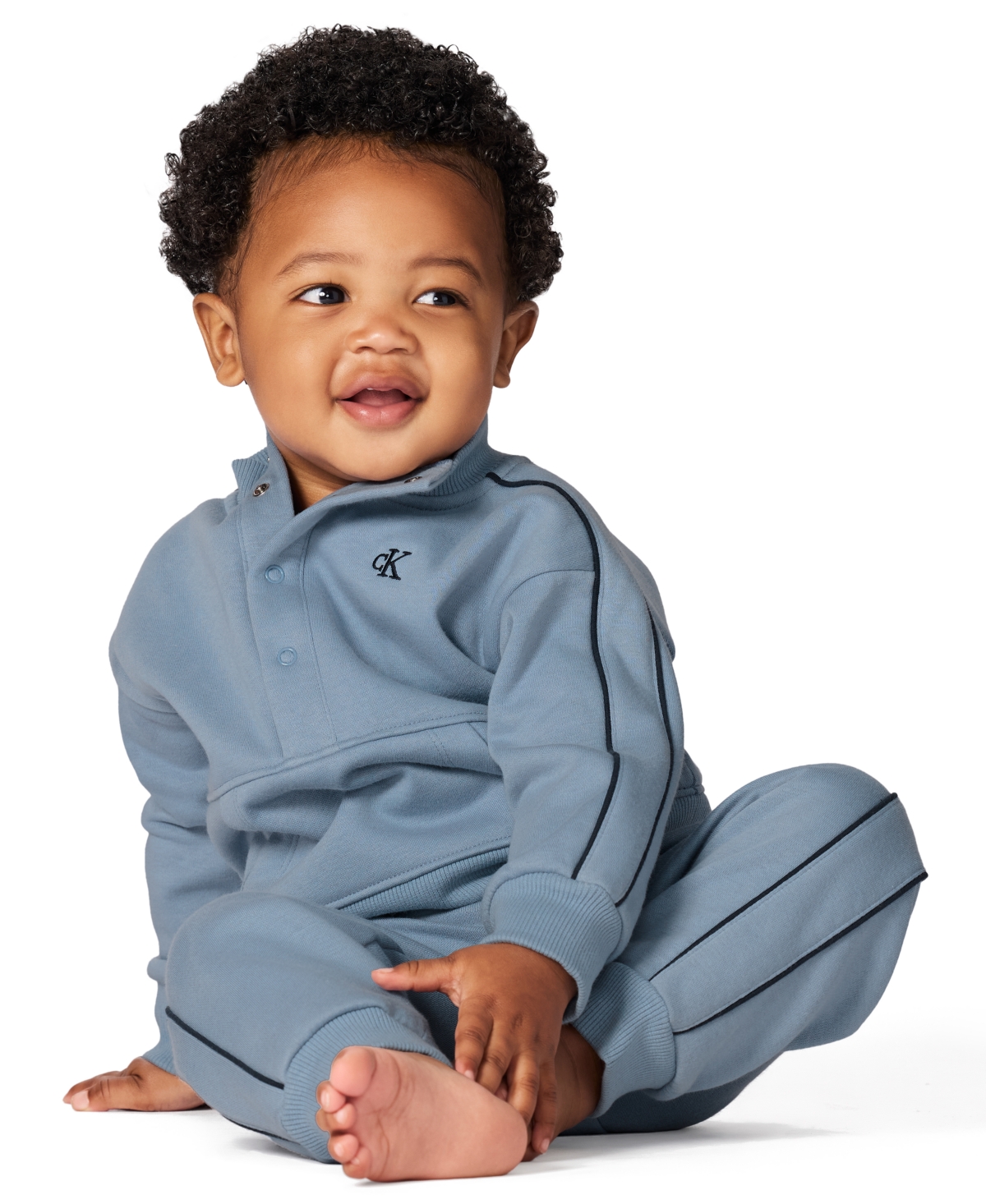 Calvin Klein Baby Boys 2-Piece Semi-Snap Sweatsuit and Joggers Set