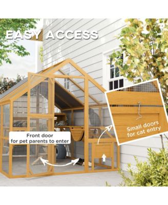 Large Catio Outdoor Cat Enclosure with Waterproof Cover,