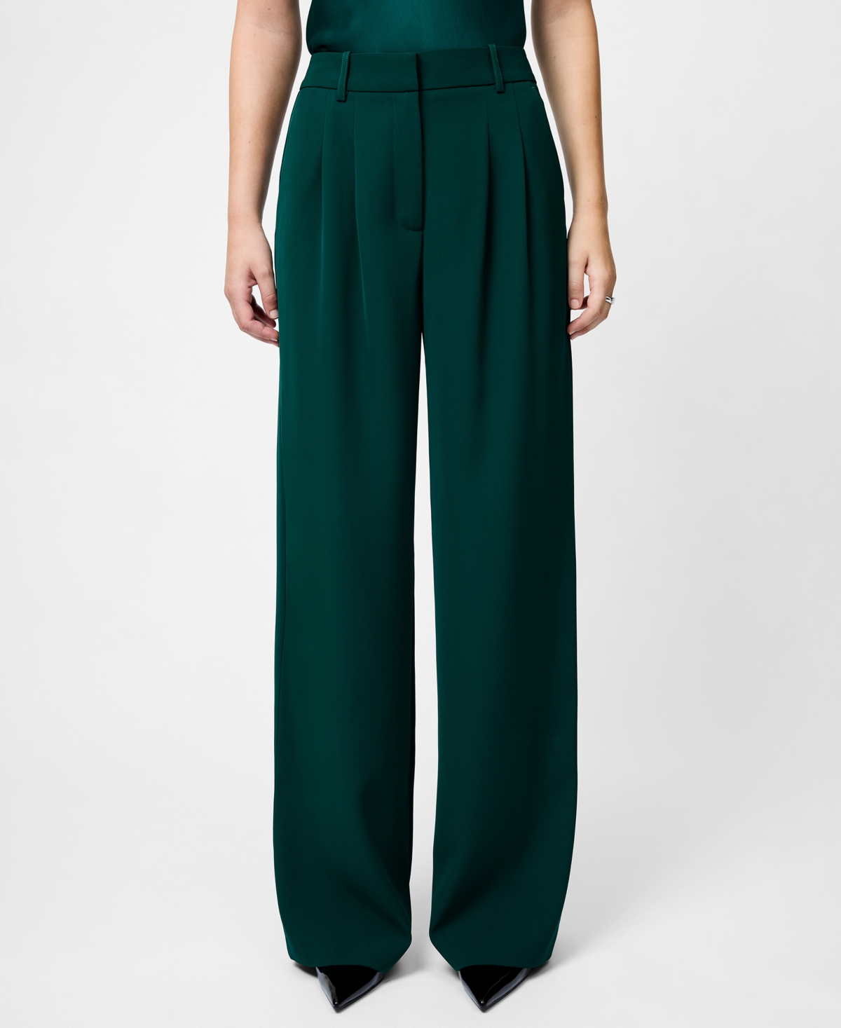 French Connection Harrie Wide Leg Suiting Pants In Green