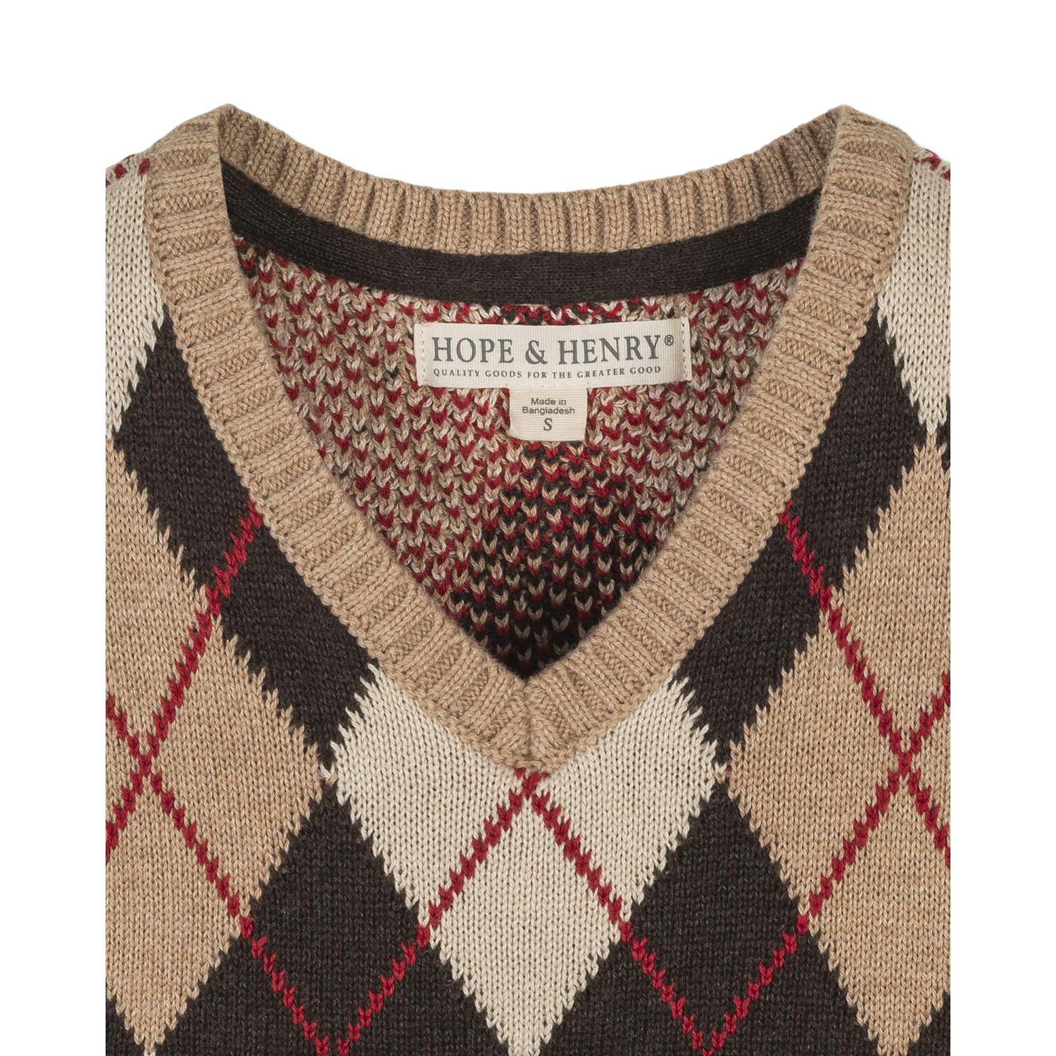 Hope and Henry Little and Big Boys' Organic V-Neck Argyle Sweater Vest