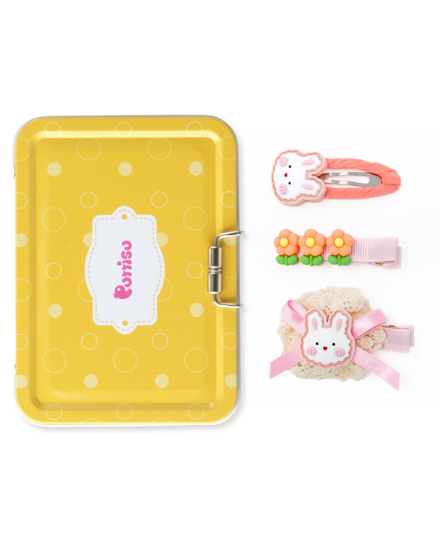 Аксессуары для волос Puttisu 3pc Hair Clip Set - Cookie Bunny Bloom для девочек, цвет: Оранжевый — фото 3