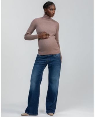 Maternity Wide-Leg Dad Jeans w\ Stretchy High-Rise Belly Band