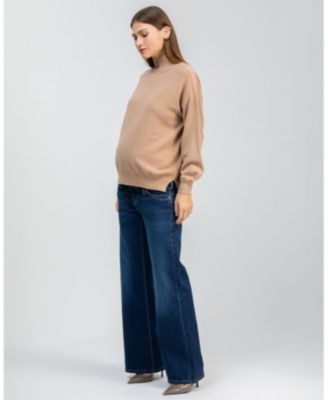 Maternity Wide-Leg Jeans with High-Waist Elastic Band