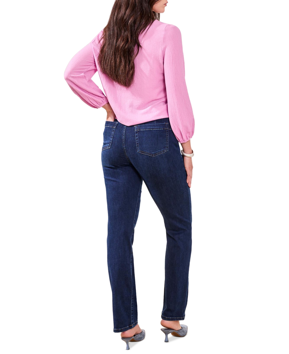 Tribal Women's Sophia Curvy Boundless Stretch Denim Pull-on Straight Leg Jeans In Blue