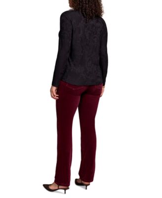 Women's Jacquard Knit Long Sleeve Mock Neck Top