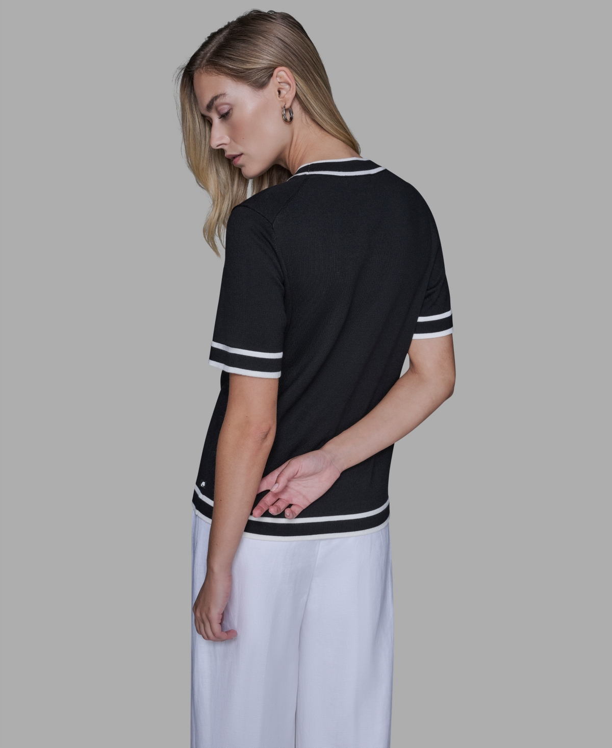 Karl Lagerfeld Women's Short-sleeve Sweater In Black